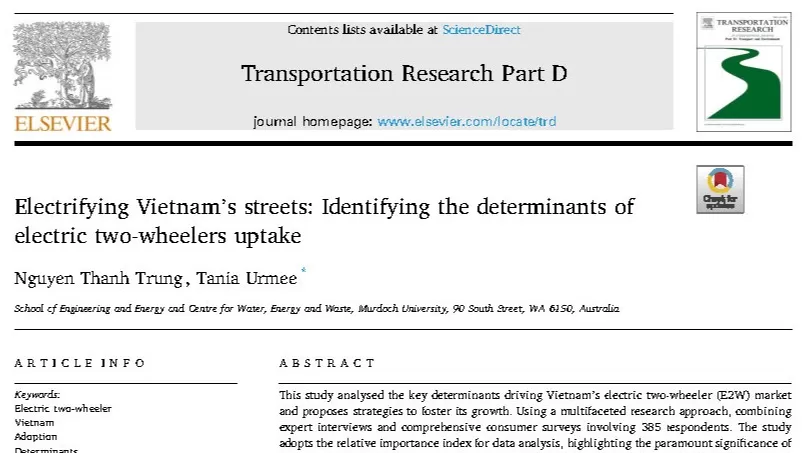 Electrifying Vietnam's streets- Identifying the determinants of electric two-wheelers uptake