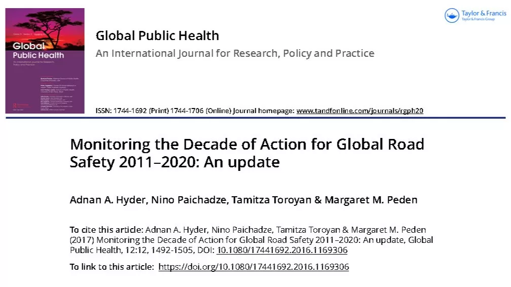 Monitoring the Decade of Action for Global Road Safety 2011 2020 An update